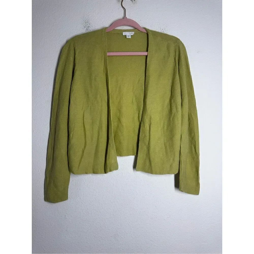 J. Jill Linen Lemon Flap Front Cardigan Sweater Top Blouse Women Size M
